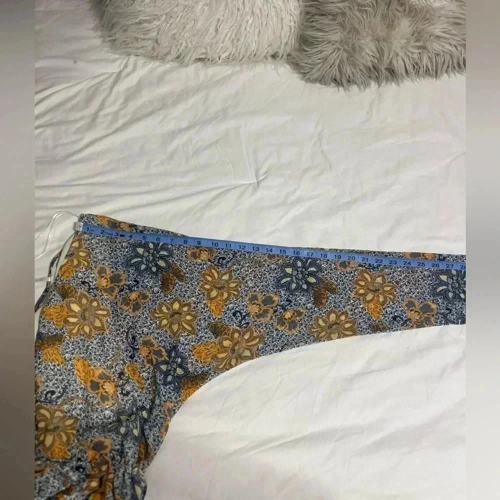 Free People Gray and Mustard Floral Wrap Mini Dress - Picture 11 of 15